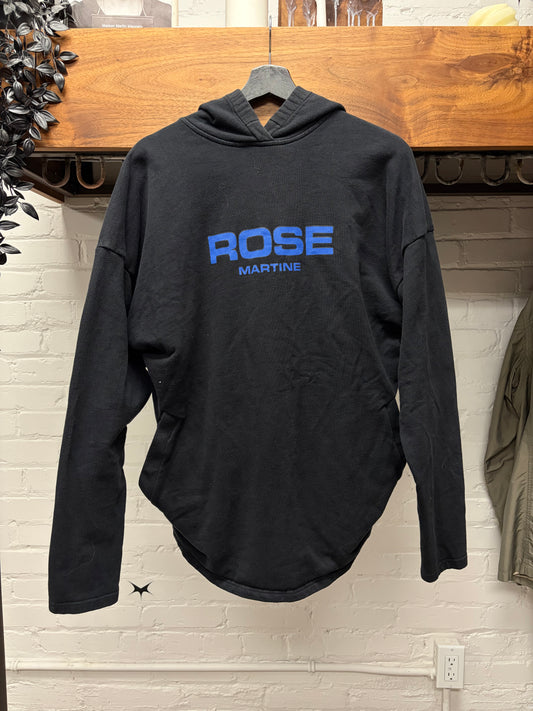 Martine Rose Black/Blue Logo ‘Collapsed’ Pullover Hoodie
