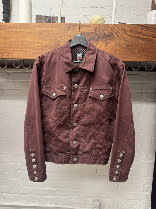 Vintage 80s Jean Paul Gaultier ‘Oxblood Red’ Denim Trucker Jacket