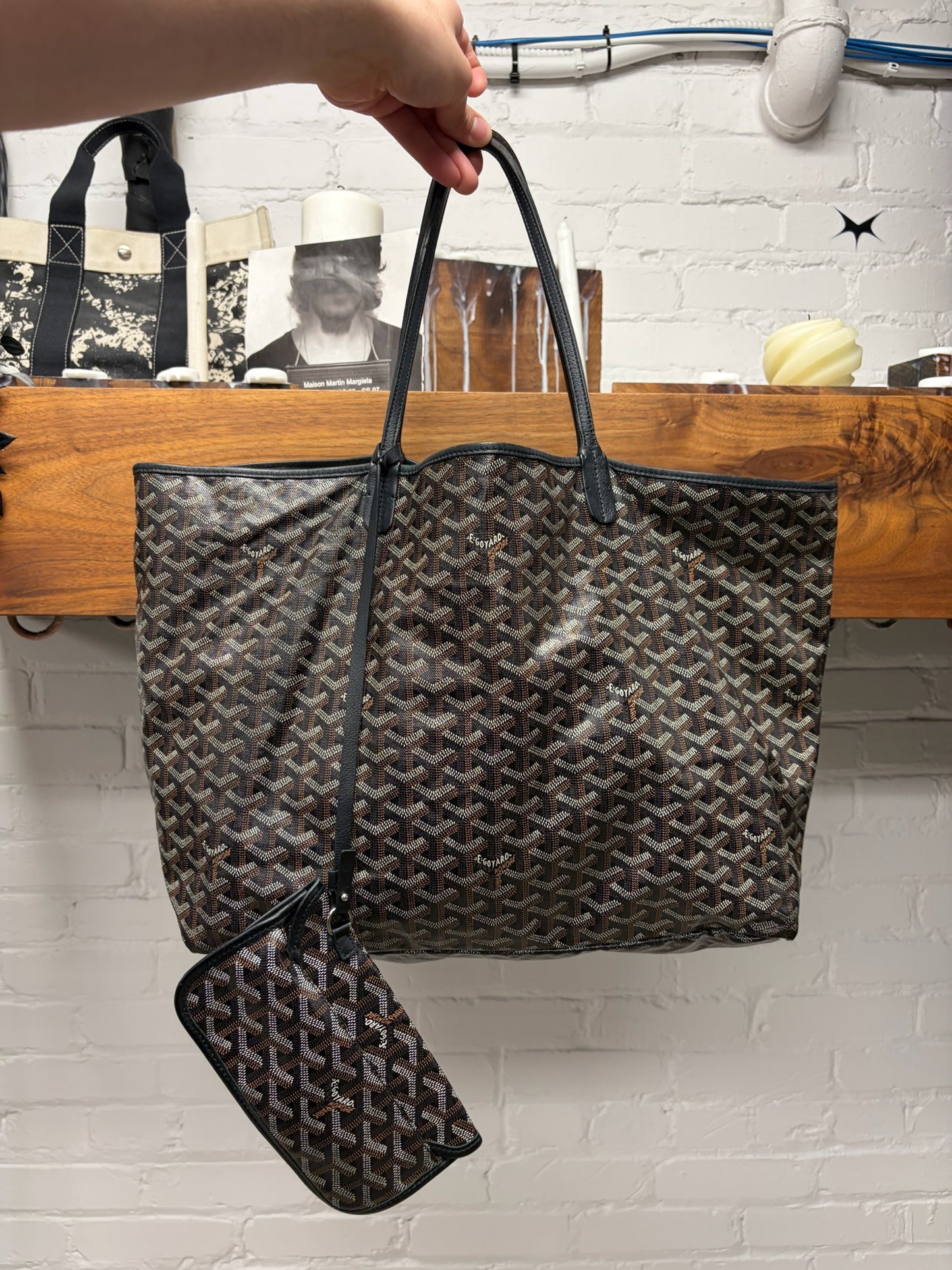 Goyard ‘Saint Louis GM’ Black Leather Tote Bag