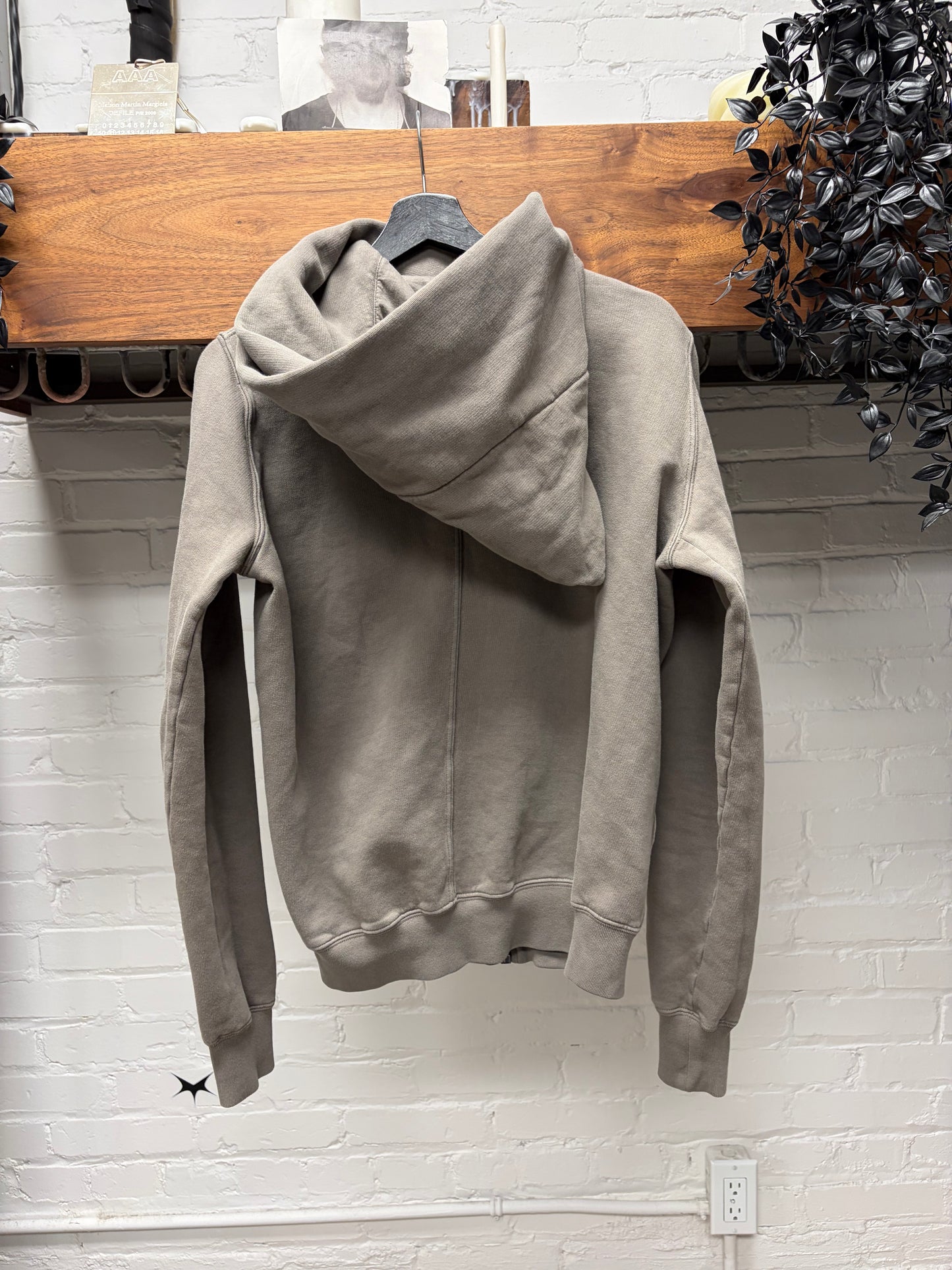 Rick Owens ‘Mountain’ Dust Brown High Neck Zip-Up Hoodie