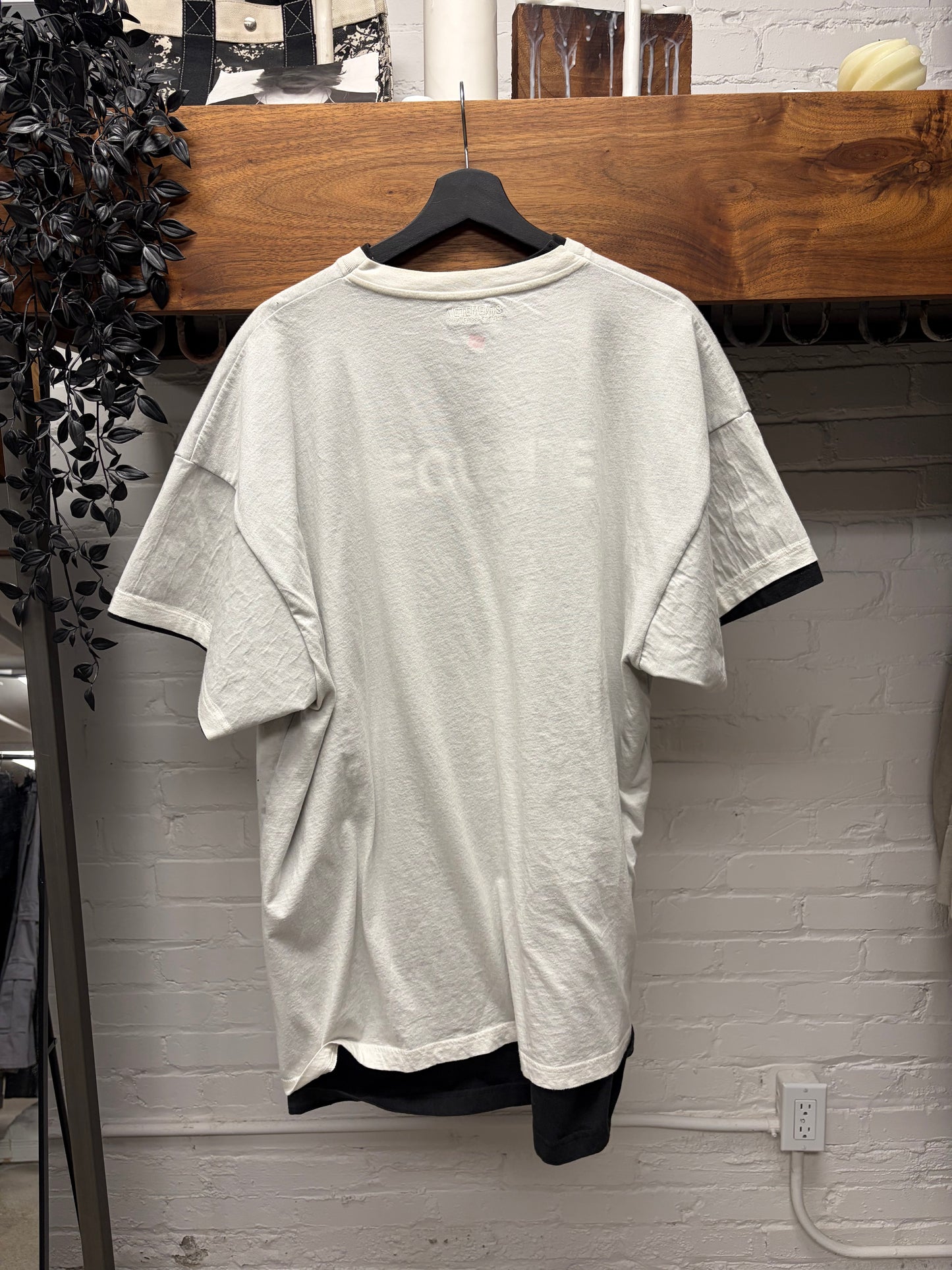 SS2017 Vetements Double Layered ‘Securite’ White/Black Short Sleeve Shirt