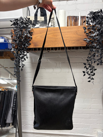 2006 Dior Homme by Hedi Slimane Waxed Black Crossbody Messenger Bag