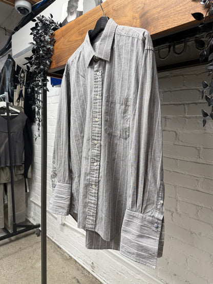 Vintage Dior Striped Grey Cotton Button Up Shirt