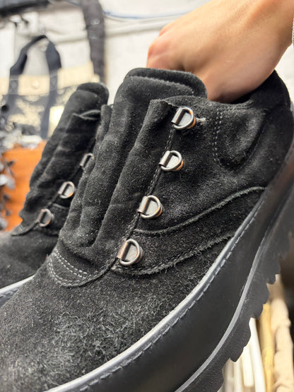 Ann Demeulemeester Lug Sole Black Suede Hiking Derbies