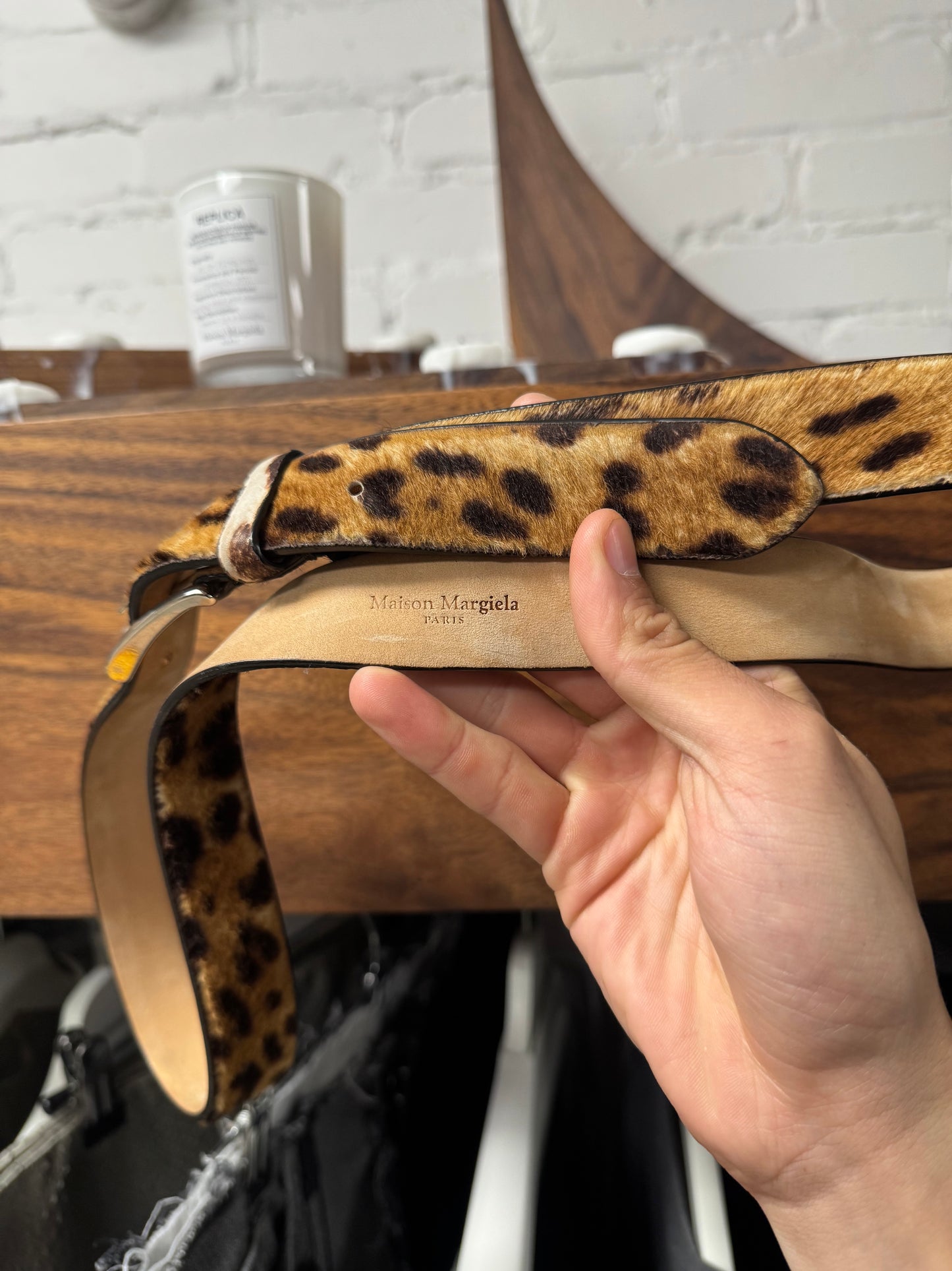 Maison Margiela ‘Pony-Hair’ Leopard Patterned Leather Belt