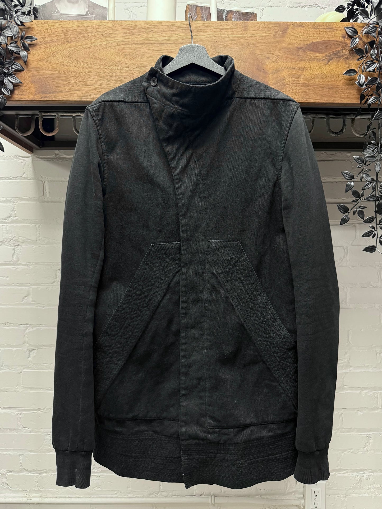 SS2013 Rick Owens ‘Island’ Heavy Waxed ‘Slave’ Black Denim Jacket