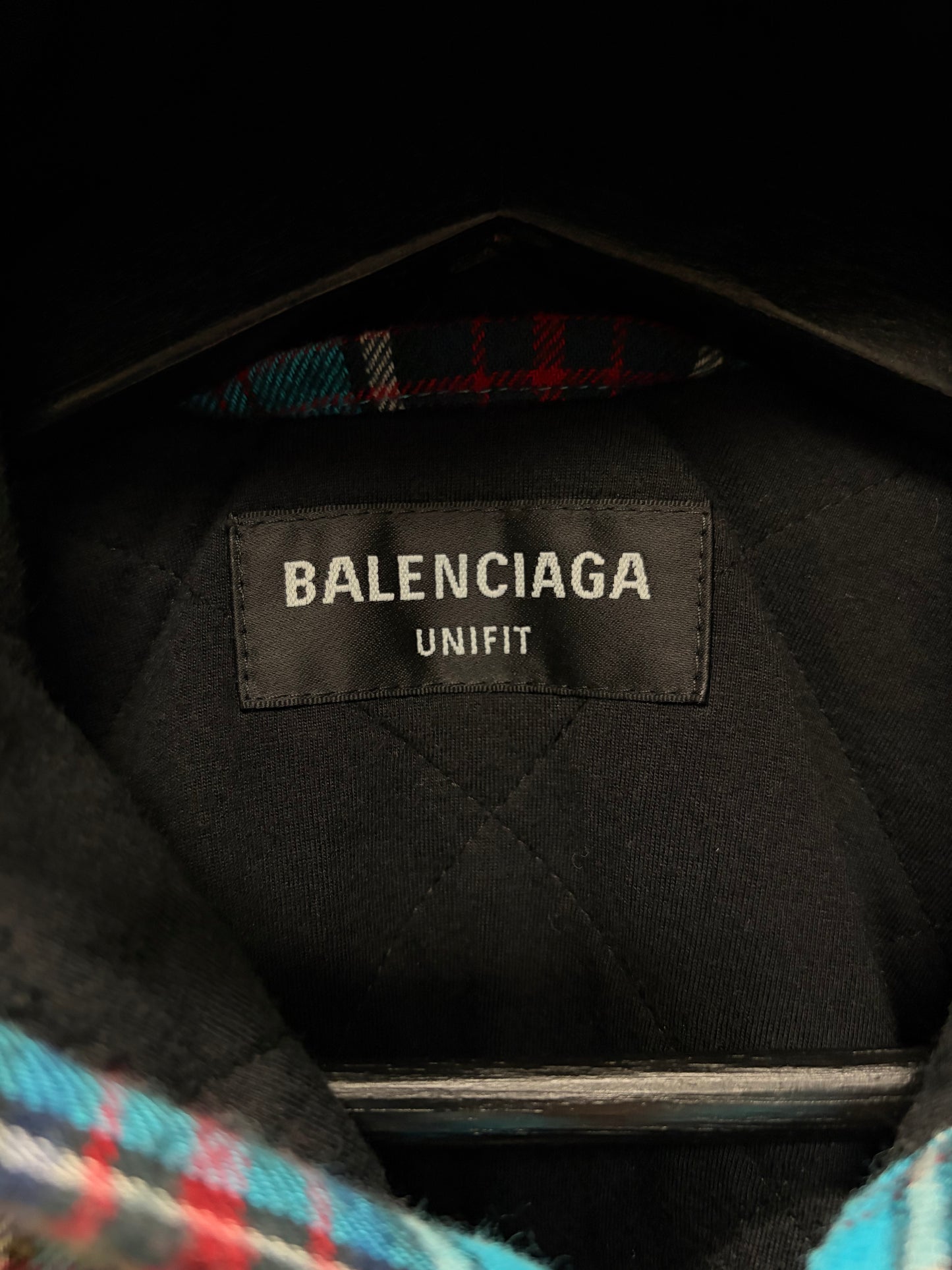AW2022 Balenciaga Bleached ‘Shadow Plaid’ Quilt Hooded Flannel