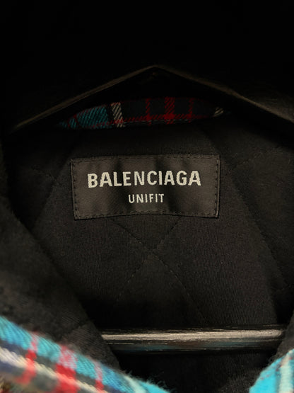 AW2022 Balenciaga Bleached ‘Shadow Plaid’ Quilt Hooded Flannel