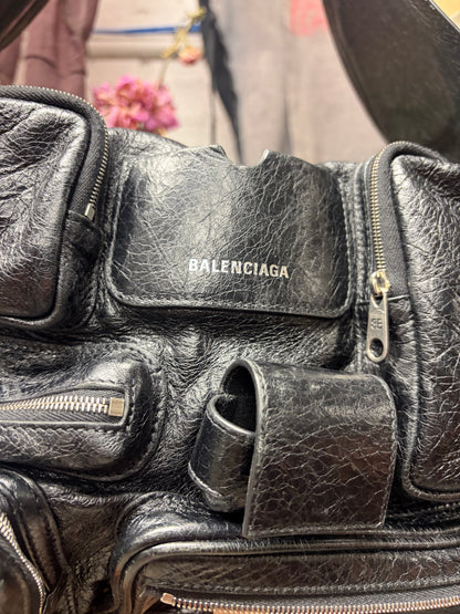 Balenciaga ‘Superbusy’ Black Leather Cargo Bag
