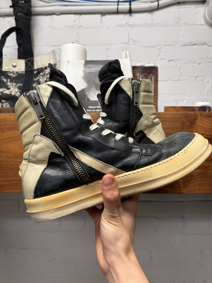 Rick Owens ‘Short Tongue’ Geobasket Black/Milk Sneakers