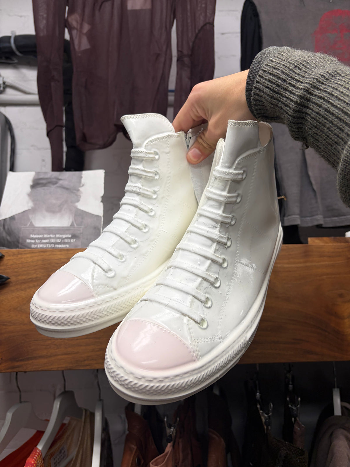 Maison Margiela ‘Stereotype’ White Rubberized ‘Chuck 70’ High Top Sneaker