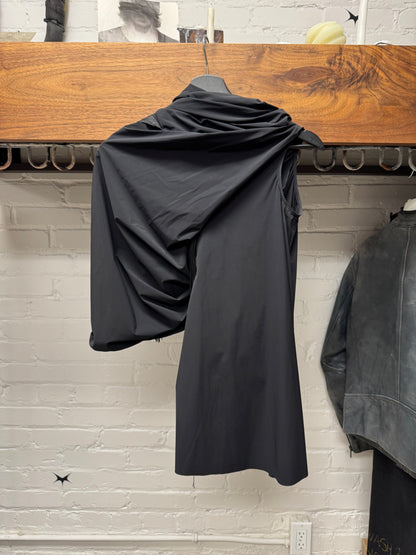 SS2019 Rick Owens ‘Babel’ Tassled Black Asymmetric Top