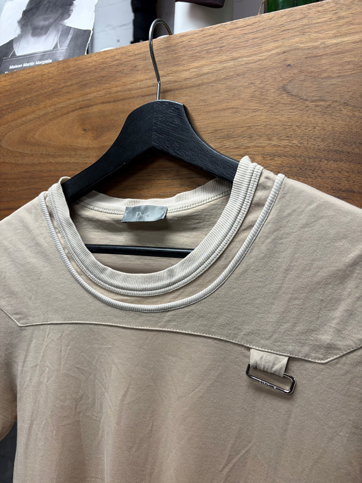 SS2007 Dior Homme by Hedi Slimane ’We Look Good Together’ Japan Exclusive ‘Double Collar’ Beige T-Shirt