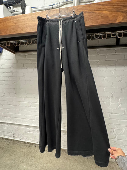 Rick Owens ‘Bela’ Black Cotton Wide Leg Drawstring Sweatpants