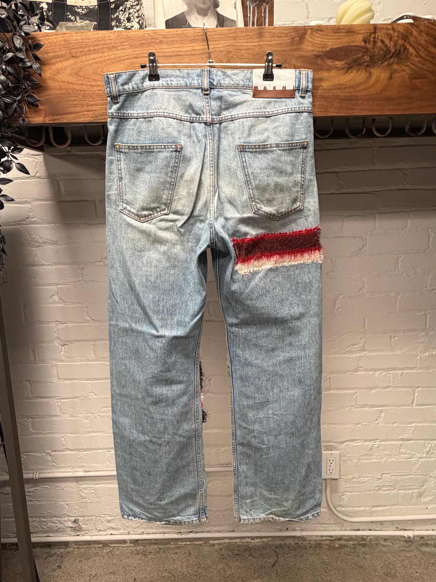 Marni Mohair Patch Straight Leg Washed Blue Denim