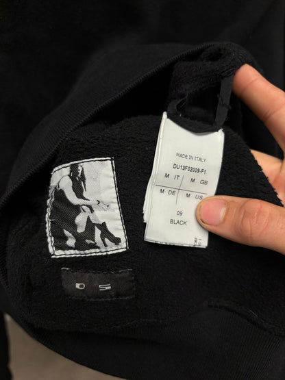 AW2013 Rick Owens ‘Plinth’ Patch Graphic Black Cotton Sweatshirt