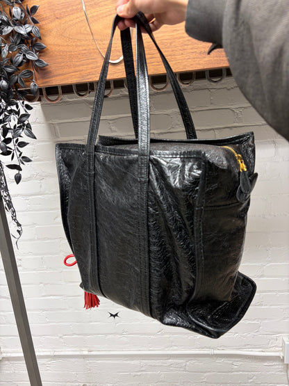 Balenciaga ‘Bazzar’ Black Leather Shopper Tote Bag