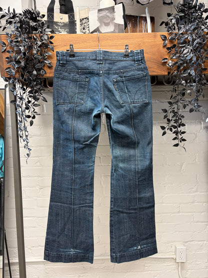 Hysteric Glamour Pleated Blue Flared Leg Denim