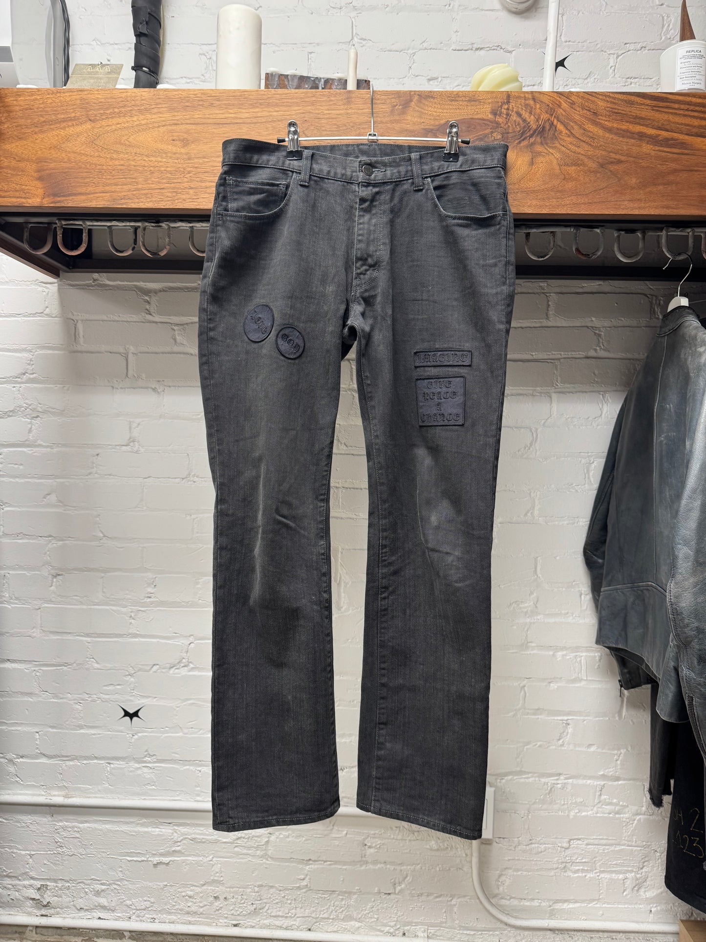 AW2004 Number (N)ine ‘Give Peace a Chance’ Patchwork Denim