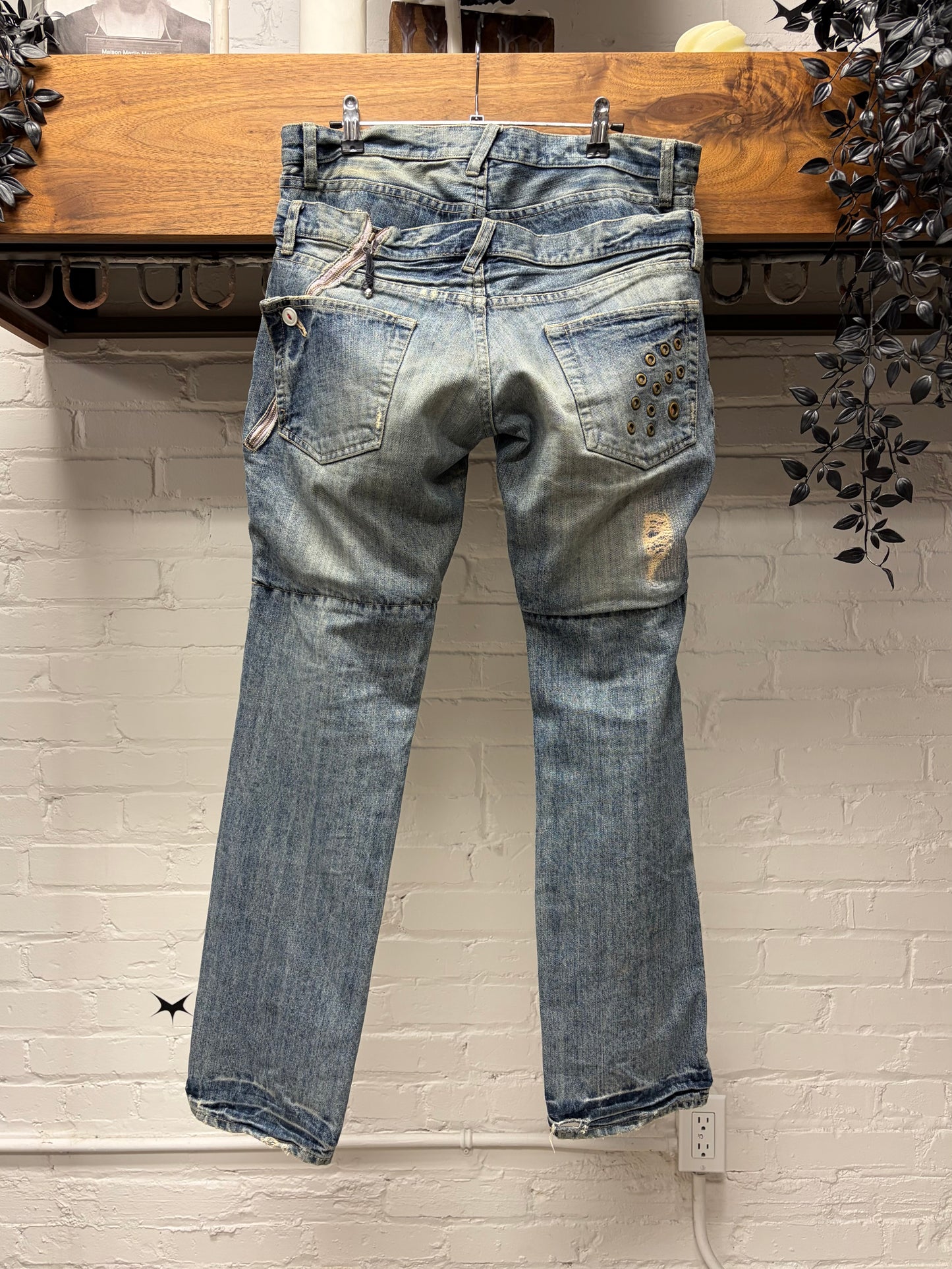 PPFM Double Wasited ‘Grommet’  Low Rise Blue Skinny Jeans