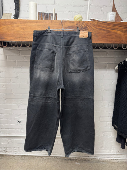 AW2024 Balenciaga ‘Fun Drawstring’ Wide Leg Faded Black Denim
