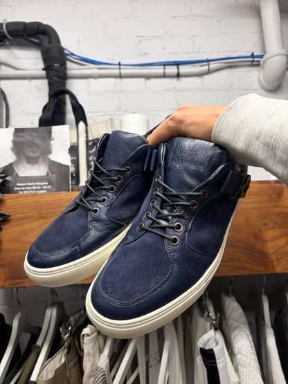 Versace Collection Blue Suede/Silver ‘Medusa’ Low Top Sneakers
