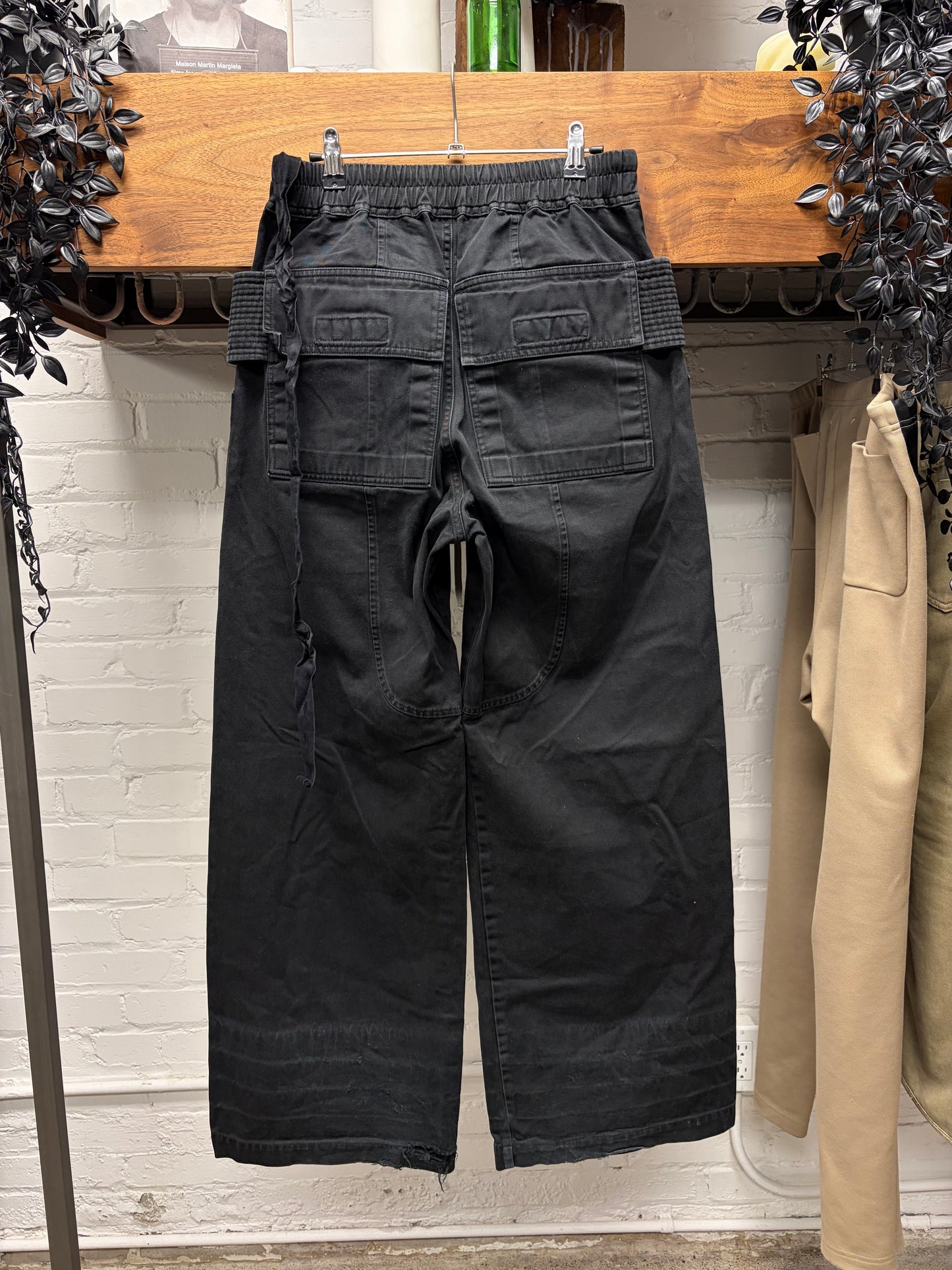 Rick Owens ‘Creatch’ Faded Black Wide Leg Drawstring Sweatpants