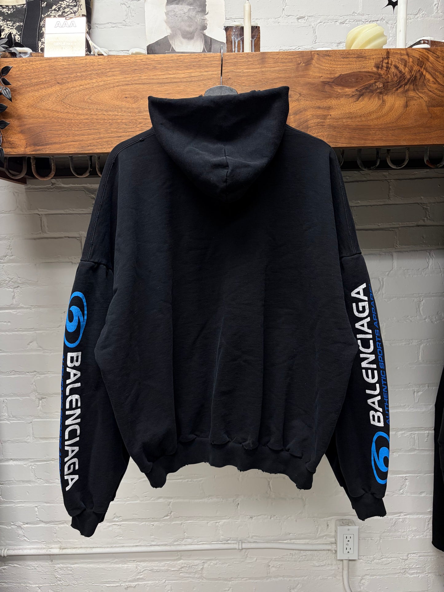 SS2024 Balenciaga ‘Surf Logo’ Distressed Black Pullover Hoodie