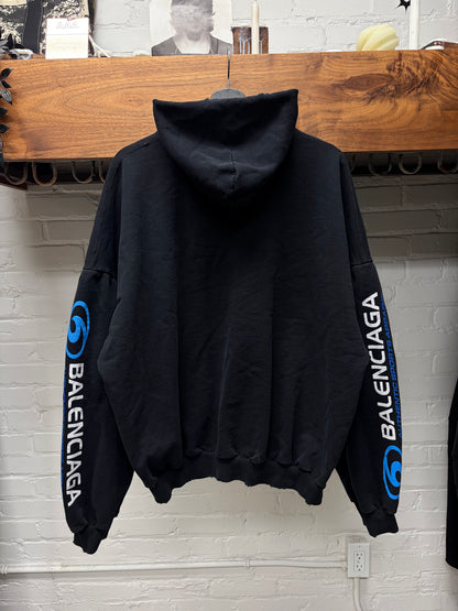 SS2024 Balenciaga ‘Surf Logo’ Distressed Black Pullover Hoodie