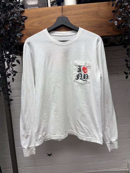Chrome Hearts ‘I❤️NY’ White Long Sleeve Pocket Logo T-Shirt