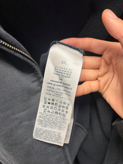 2024 Maison Margiela ‘Numbers Logo’ Embroidered Black Zip-Up Hoodie