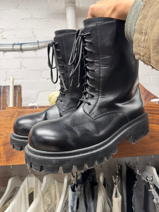 Balenciaga Black Calfskin Leather ‘Sergent’ Combat Boots