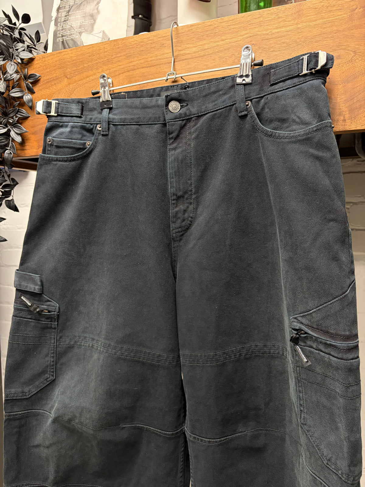 2023 Balenciaga Heavyweight Faded Black Cargo Carpenter Denim