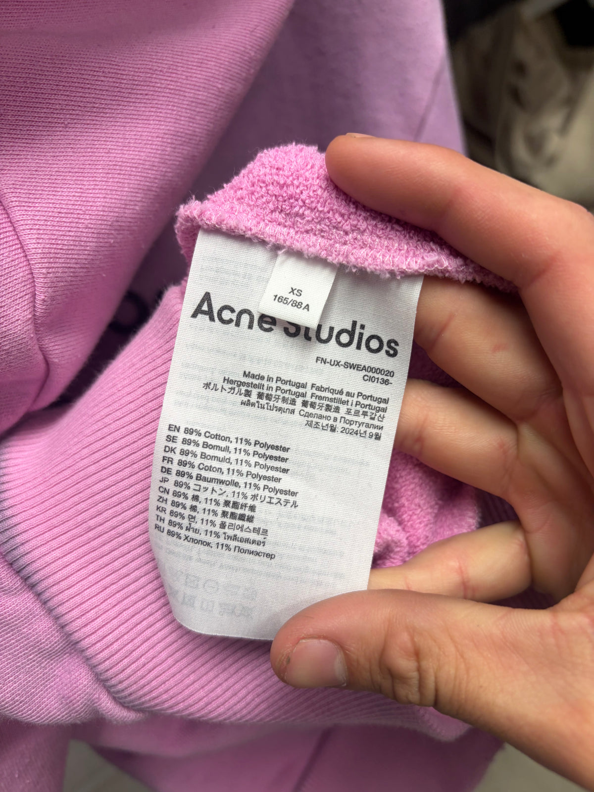 Acne Studios Distressed Pink ‘Stockholm Logo’ Oversized Hoodie