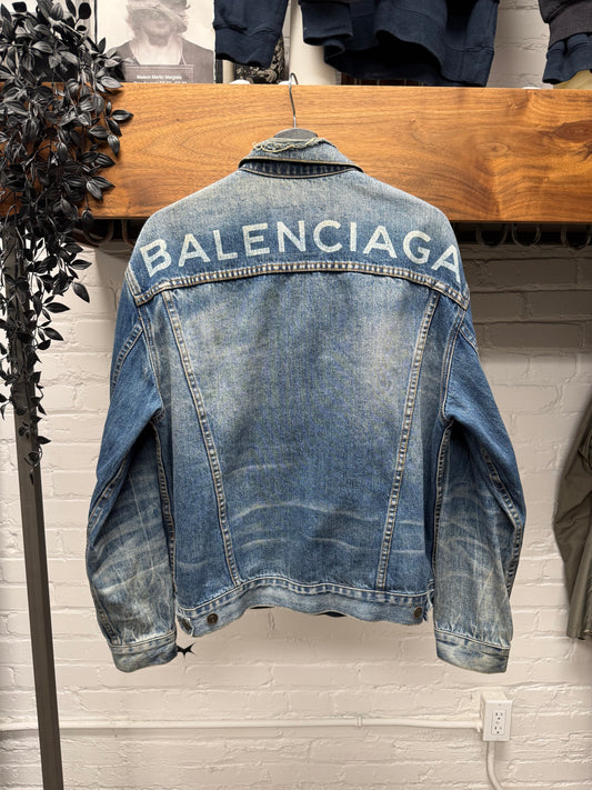 2016 Balenciaga Washed Blue Denim Trucker Jacket