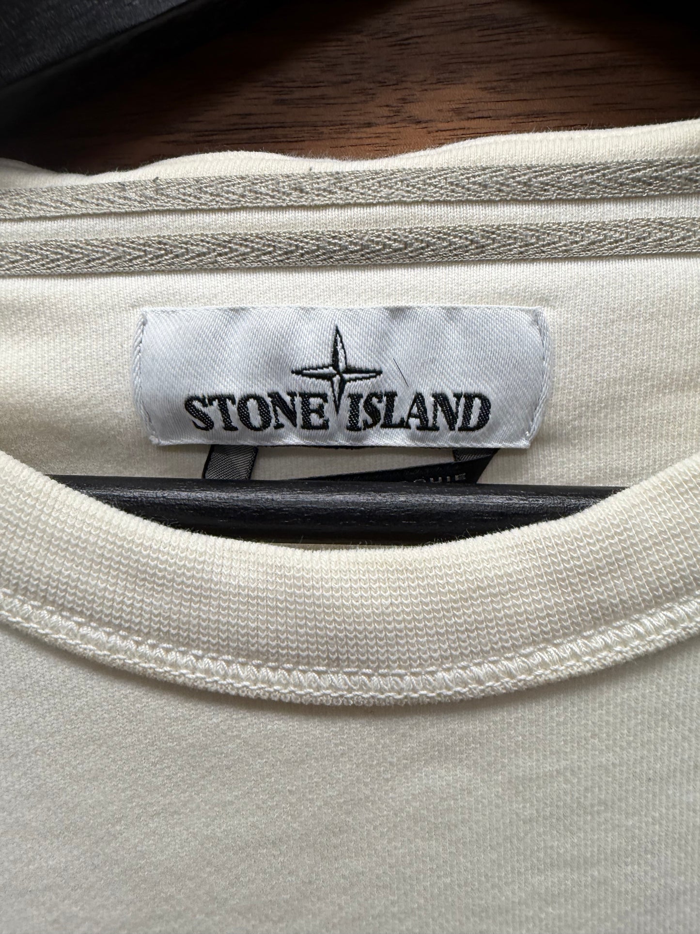 Stone Island Embroidered ‘Star Logo’ Cream White Crewneck Sweatshirt