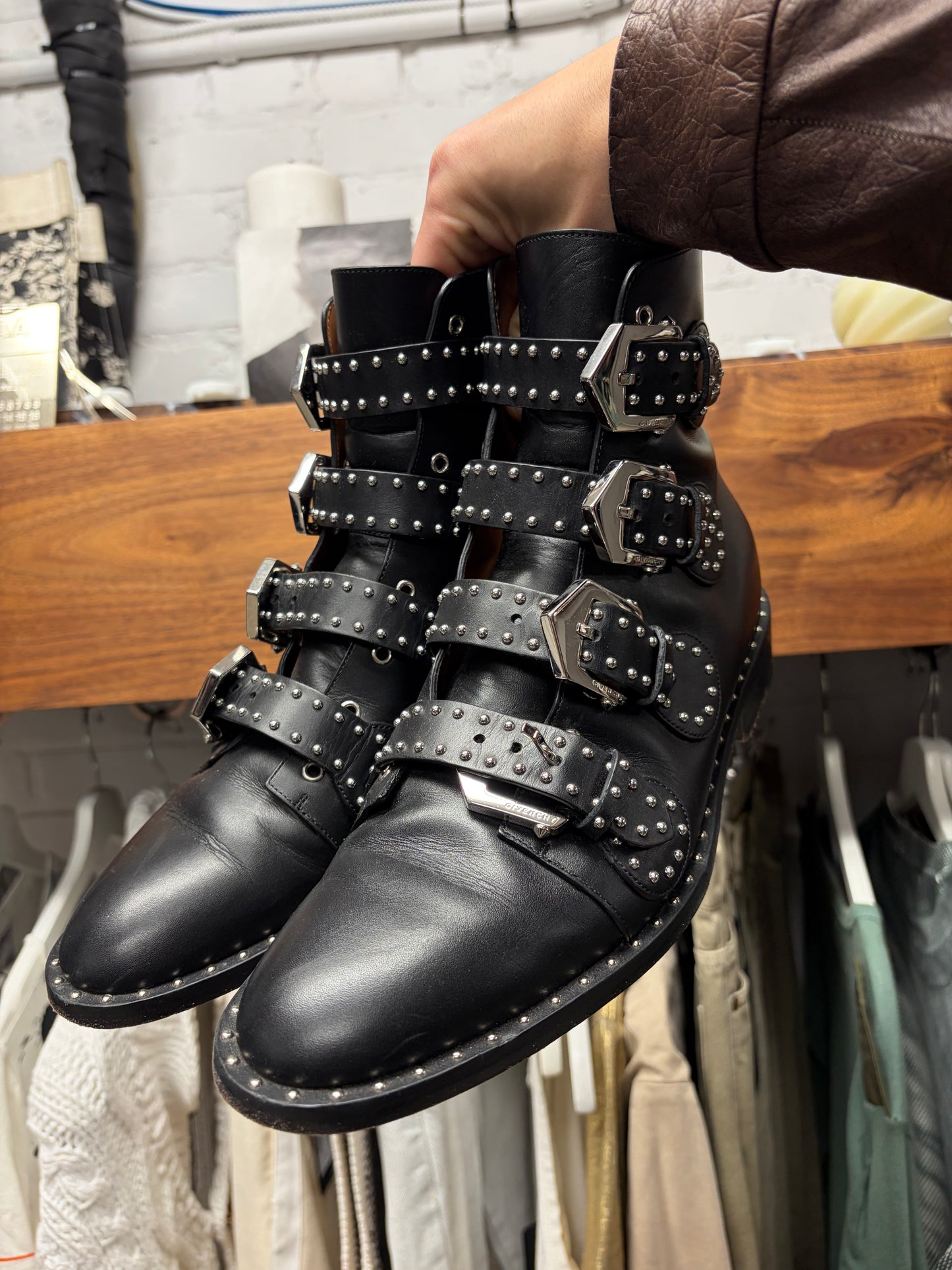 Givenchy Studded Black Pointed Toe Leather Boots