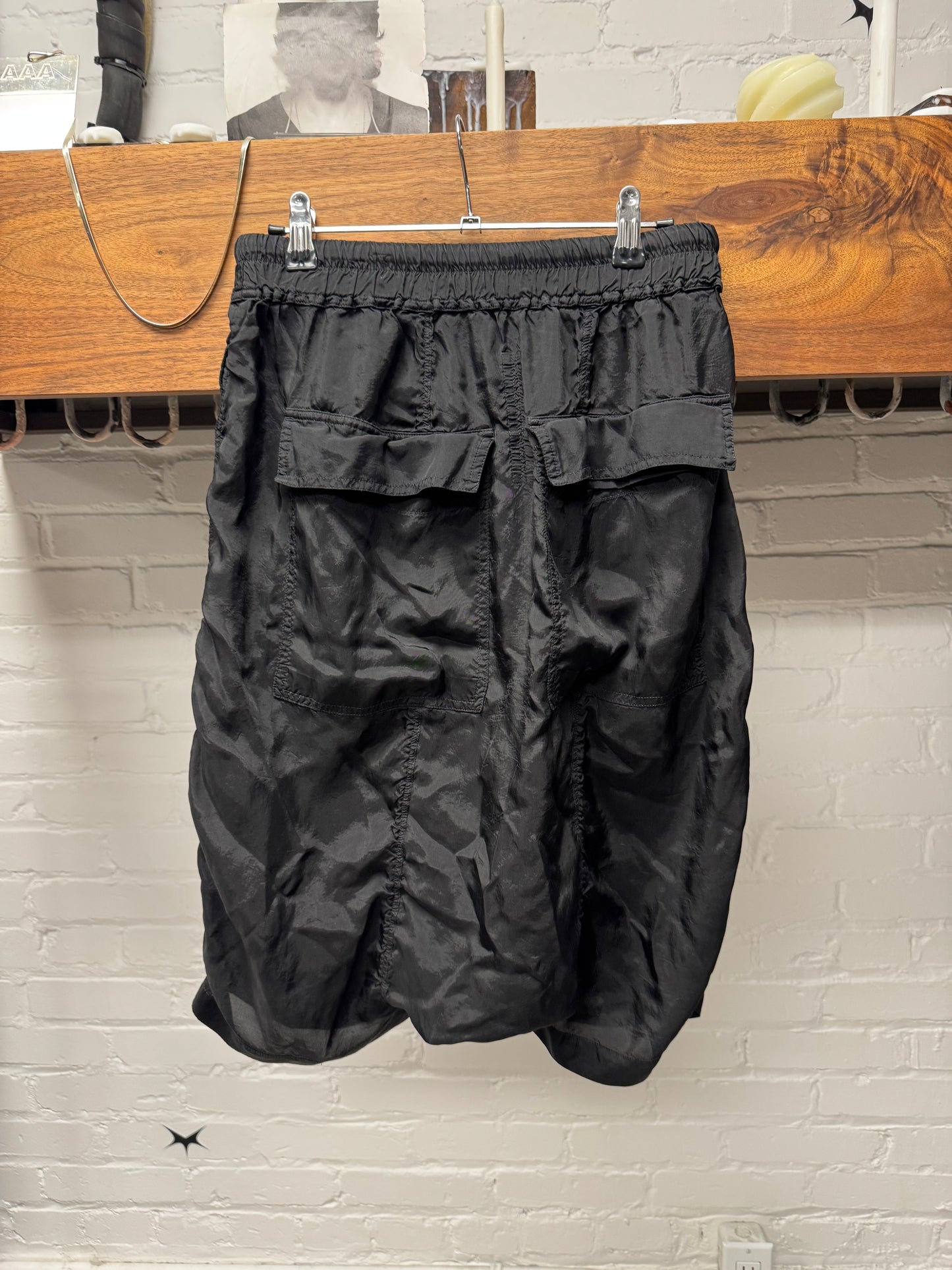 SS2024 Rick Owens ‘Lido’ Black Drop Crotch Shorts