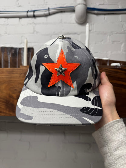 Chrome Hearts Snow Camouflage Leather Star Patch Gunslinger Strap-Back Hat