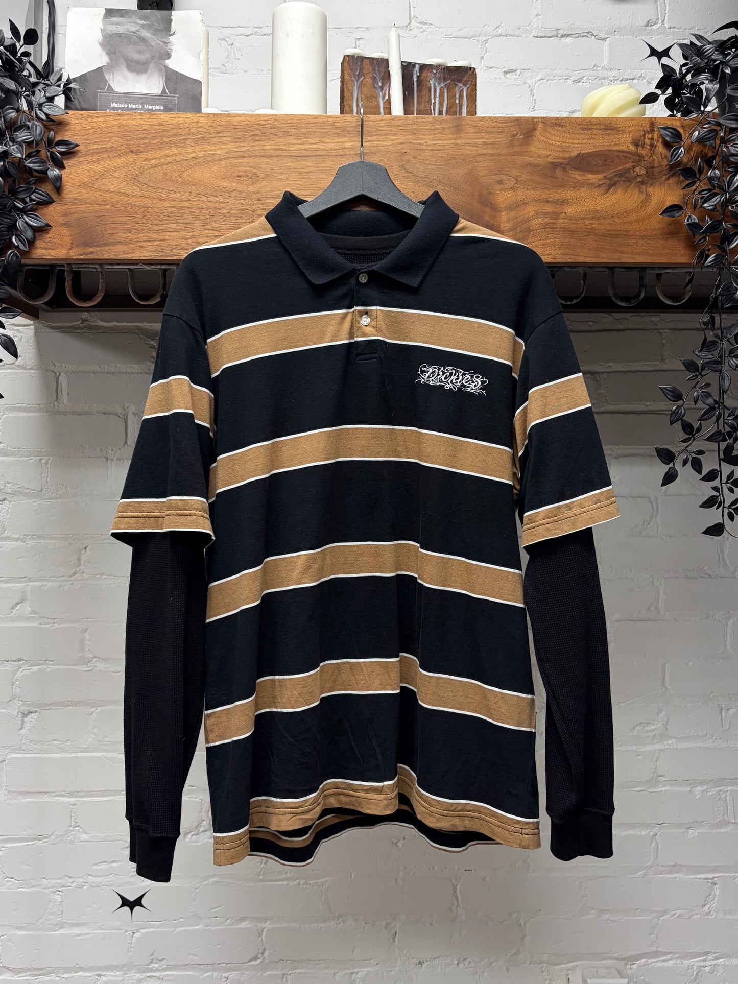AW2024 Supreme x Dickies Striped Cotton Long Sleeve Thermal Polo