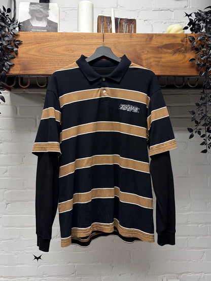 AW2024 Supreme x Dickies Striped Cotton Long Sleeve Thermal Polo