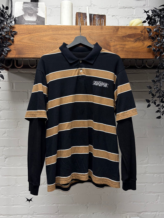 AW2024 Supreme x Dickies Striped Cotton Long Sleeve Thermal Polo