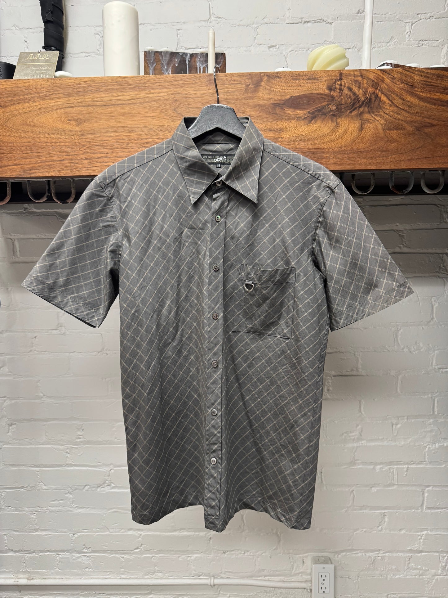 Vintage 90s Jean Paul Gaultier ‘Grid Pattern’ D-Ring Shirt