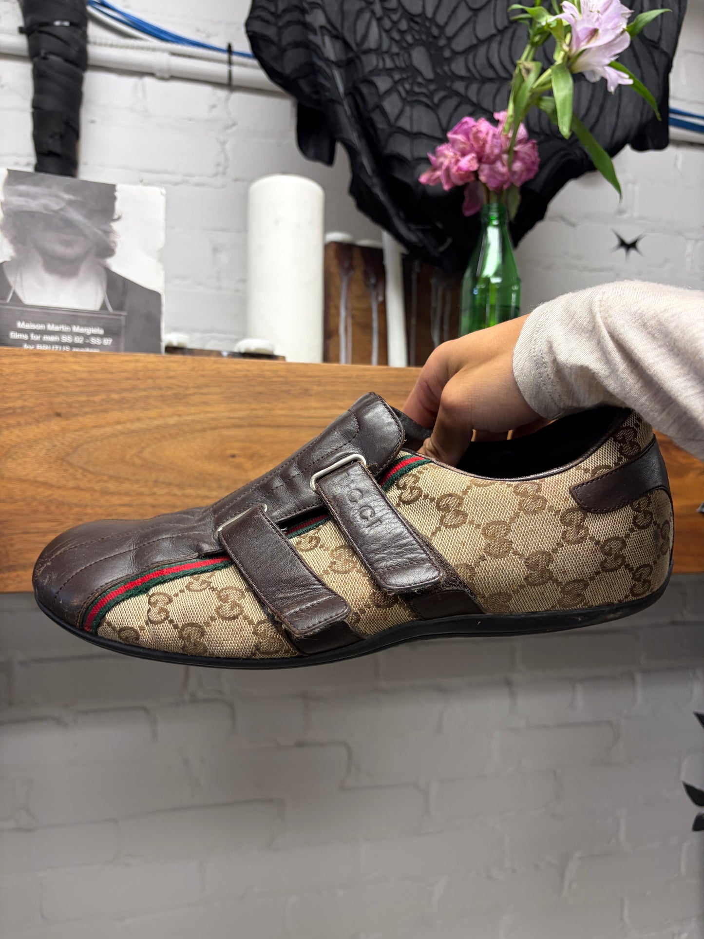 Gucci Canvas Monogram ‘Cycling’ Velcro Strap Low Top Sneakers