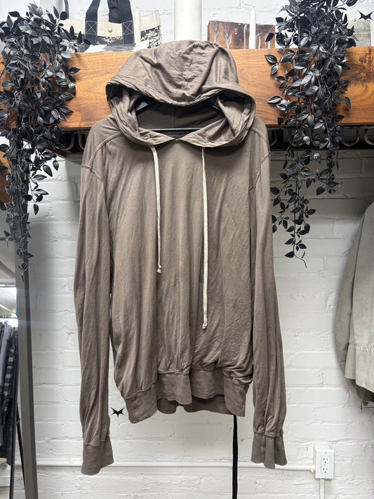 Rick Owens DRKSHDW Lightweight ‘Double Layer’  Dust Brown Drawstring Hoodie