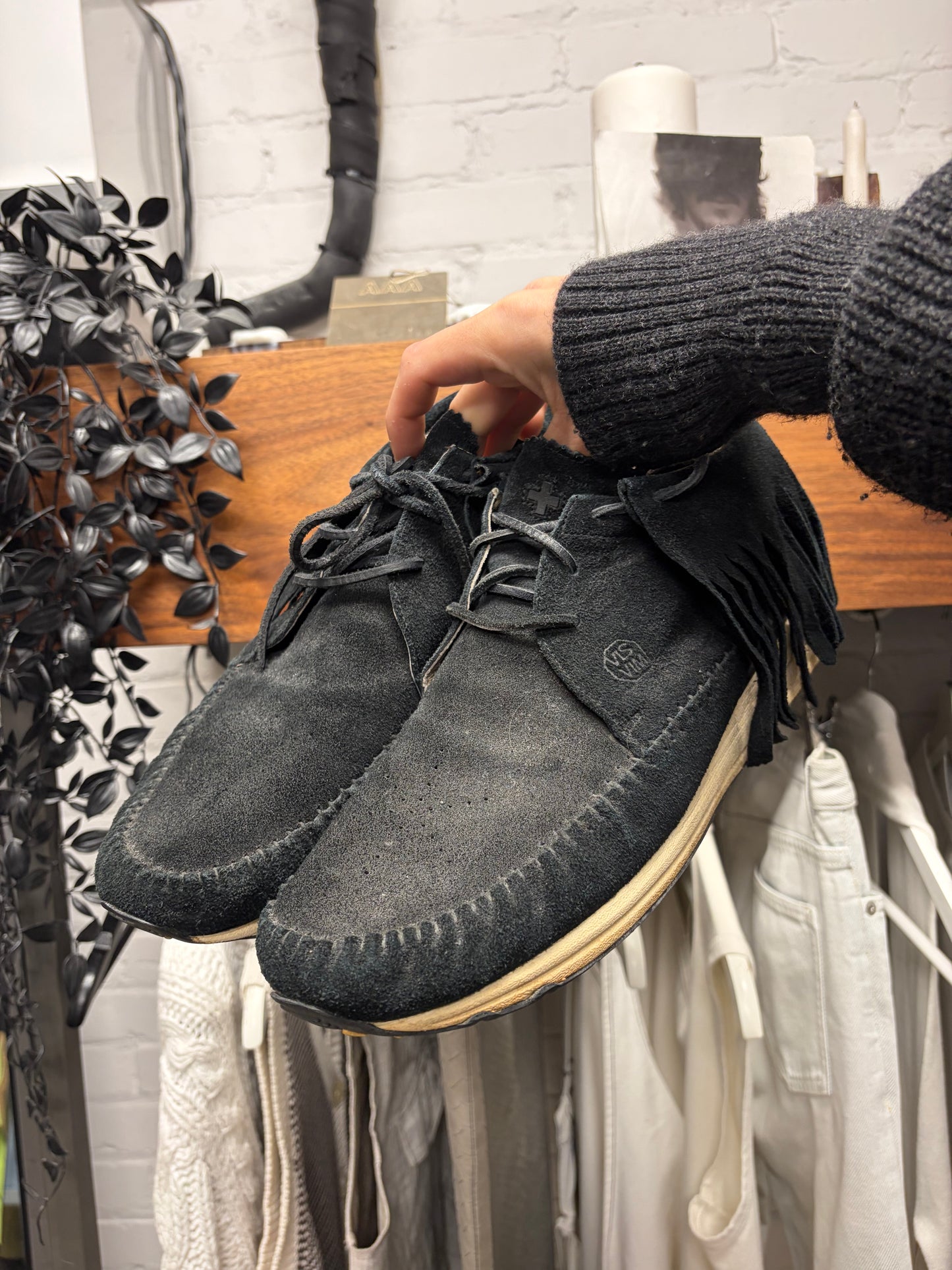 Visvim F.B.T. Black Fringe Low Top Sneakers