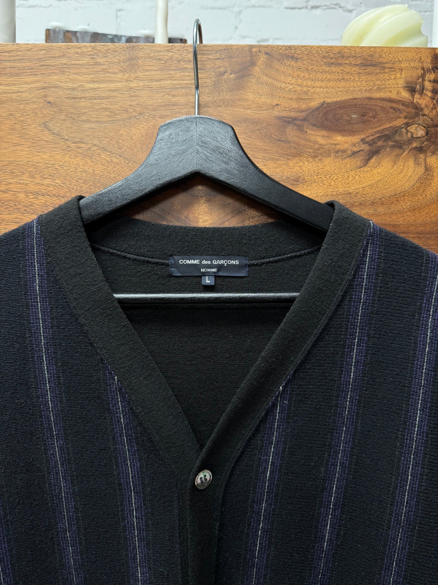AW16 Comme des Garçons Striped Two Tone Cardigan Sweater
