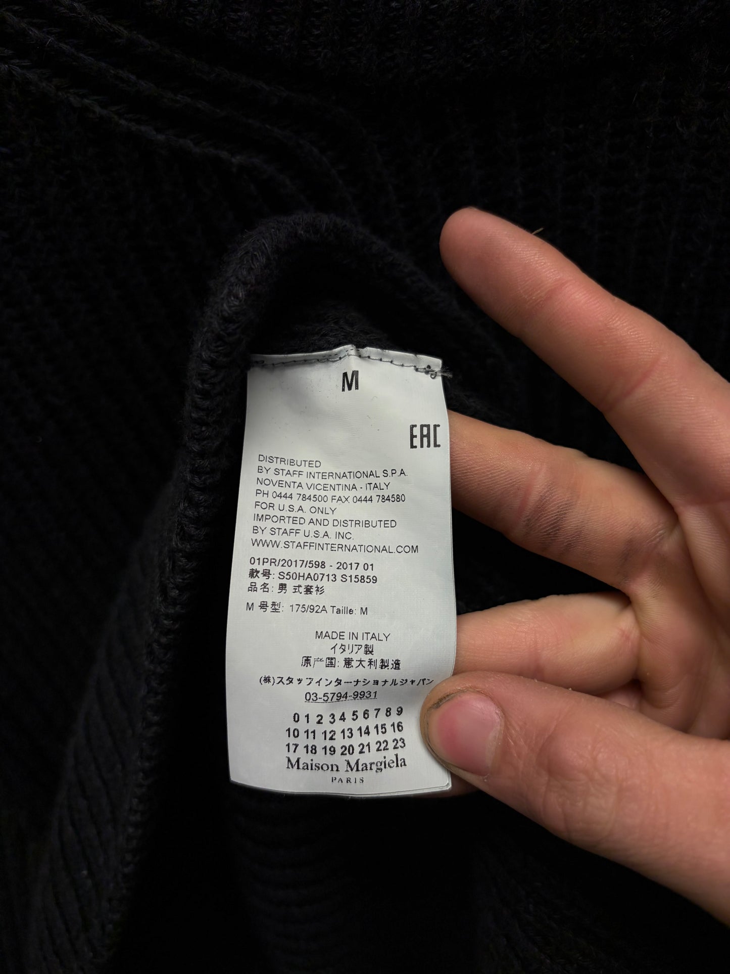 SS2017 Maison Margiela ‘Object Dyed’ Black Ribbed Wool Knit Sweater