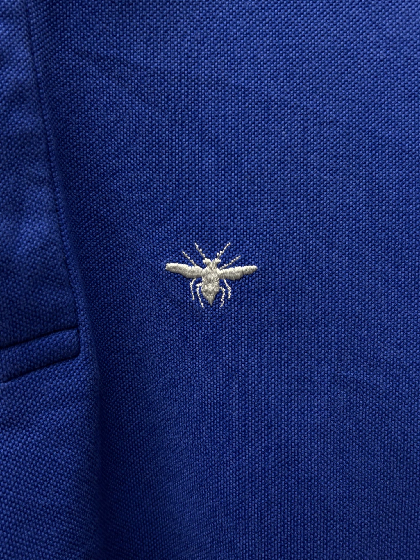 Dior Homme Blue/Grey  ‘Bee’ Embroidered Logo Polo