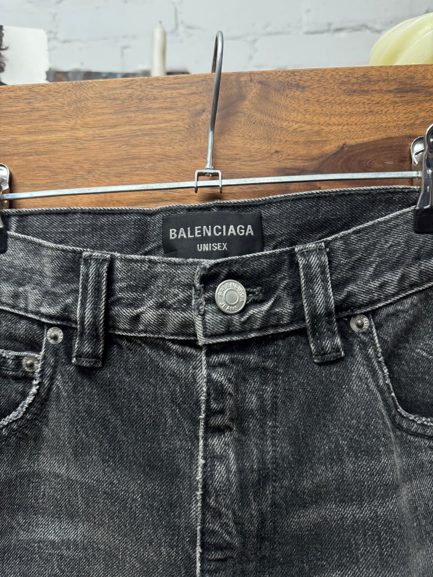 AW2022 Balenciaga ‘Lost Tapes’ Washed Grey Flared Leg Denim